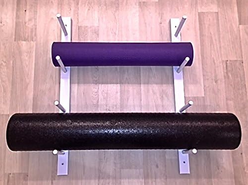 Foam Roller & Yoga Mat Storage Rack. Holds 4, 8, 12 etc. Modular (Sold by The Pairs and no. of Pairs You get Determines no. of mats/Rollers You Hold). Easy Wall Mount. Hardware Included. White.