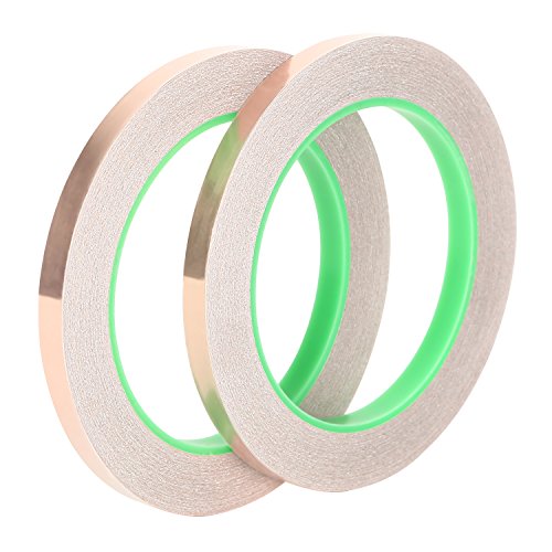 Adaman Copper Foil Tape with Conductive Adhesive for EMI Shielding, Slug Repellent, Paper Circuits, Electrical Repairs, Grounding,2pc 0.33"x18.2yard