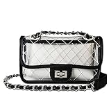 Olyphy Designer Shoulder Bag for Women Transparent Clear Handbag PVC Waterproof Crossbody Bag Set (black)