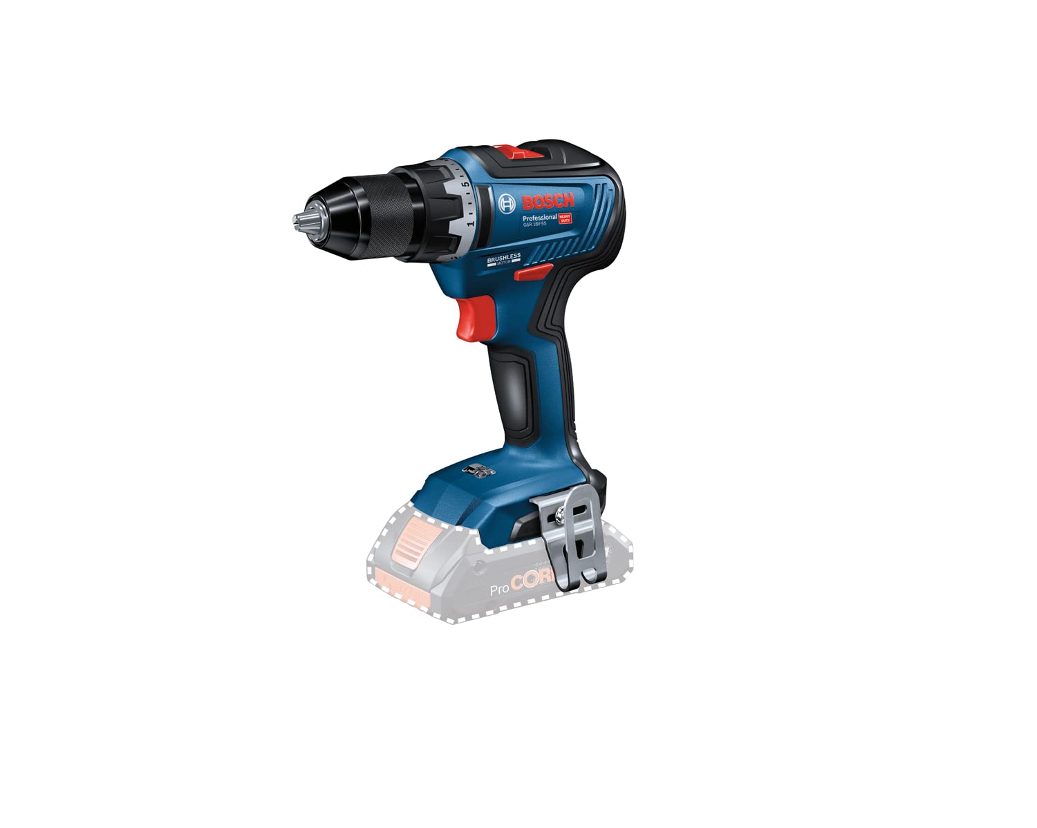 Bosch Professional 18V System cordless screwdriver GSR 18V-55 (without batteries and charger, max. torque: 55 Nm, in carton box)