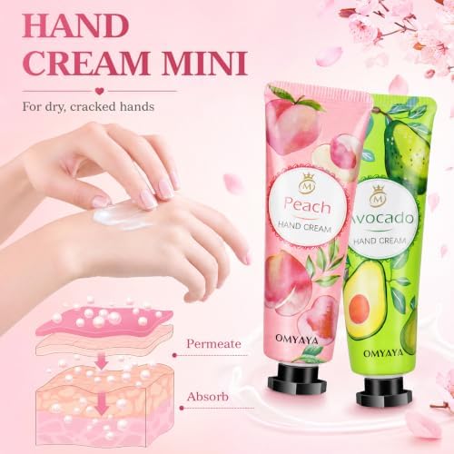 Creme Main 40 pièces 10 parfums, Crème Main pour mains très sèches, coffret cadeau creme pour les mains, creme mains idéal pour collègues, anniversaires, calendriers de l'Avent, Noël, Saint-Valentin