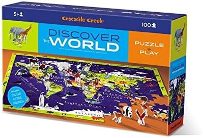 Crocodile Creek Discover World Animals Jigsaw Floor Puzzle, Multi Color (200 Pieces)