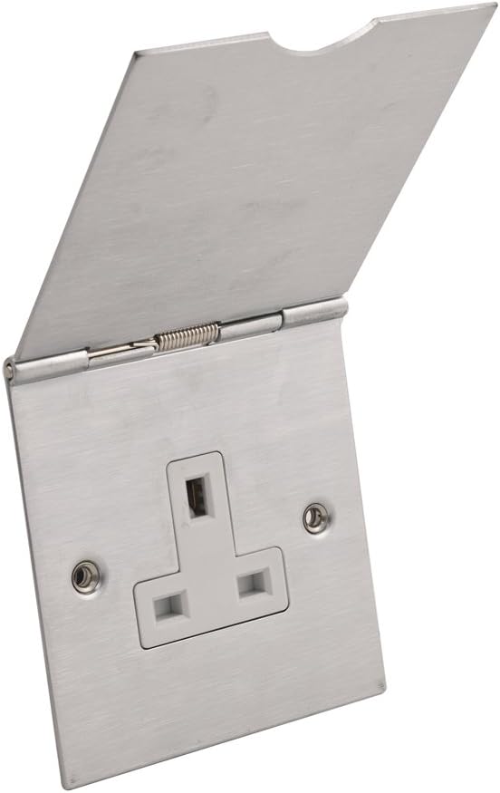 Philex Single Floor Plug Socket - Satin Chrome - 13 Amp