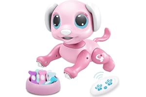 BIRANCO. Remote Control Dog Gesture Sensing - Smart Puppy Pink Toy Robot Pet Walks Barks Interactive with Toddler, STEM Play, Best Christmas Holiday Birthday Gifts for 3 4 5 6 7 8 Years Old Girl