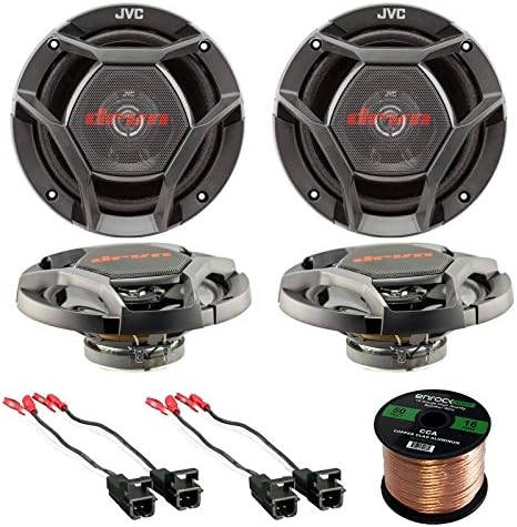 Car Speaker Package Of 4x JVC CS-DR6820 300-Watt 6x8" Inch 2-Way Vehicle Stereo Coaxial Speakers Bundle Combo With Speaker Adaptors For select 1988-up GM vehicles + Enrock 50 Foot 16G Speaker Wire
