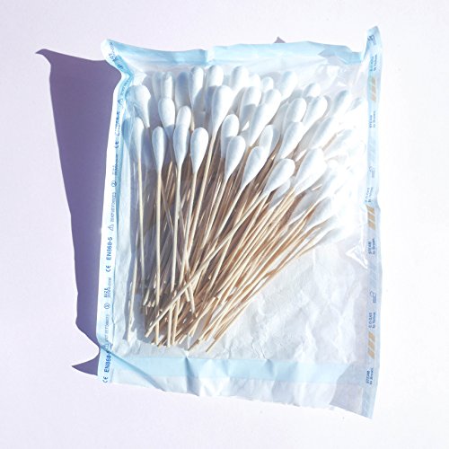 100 Pcs / Pack Medical Cotton Swabs Single Head Bamboo Stick Extra Long Wood Handle Sturdy Cotton Applicator 6" Home Health Disposable Aseptic Swabs Care Sports Medicine