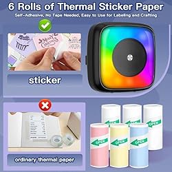 Mini Printer Sticker Printer Print Pod with 6 Rolls