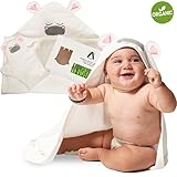 Hooded Baby Towel + Washcloth Set |Organic Bamboo, Extra Soft & Absorbent | Sized for Infants and Toddlers - for Boys and Girls | Premium Baby Product by AMUNIQ