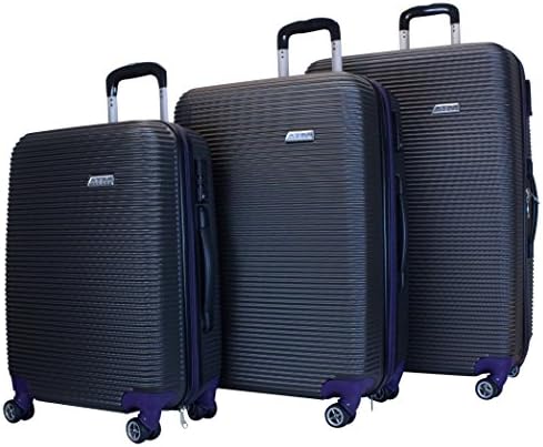 ATM Wave Orbit Design Lighweight 3-pcs 30" 26" 22" Hardshell Spinner Luggage Set w/ TSA Lock (Plum)