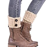 DEESEE(TM) Leg Cuffs Boot Knitting Socks Leg Warmers Boot Cover Keep Warm Socks (Beige)