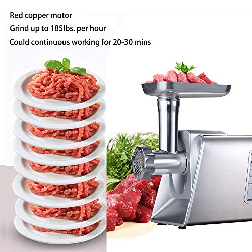 Sunmile SM-G73 Heavy Duty Electric Meat Grinder and Sausage Stuffer Maker 1000W Max with Stainless Steel Cutting Blade and 3 Cutting Plates and 1 Big Sausage Stuff, ETL Certificated (White)