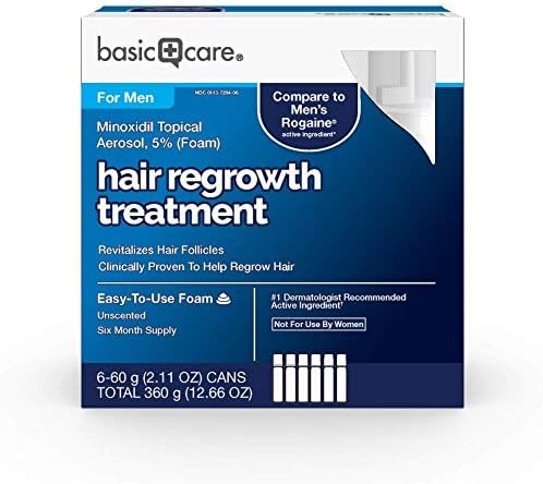 Basic Care Minoxidil Topical Aerosol, 5% Foam, Hair Regrowth Treatment, Men, 12.66 Fl Oz