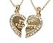 LUX ACCESSORIES Best Friends BFF Necklace w/Rhinestone Studded Hearts (2pc)