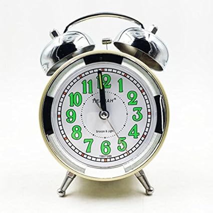 Shuangklei Retro Vintage Alarm Clock Double Bell Silent Clock
