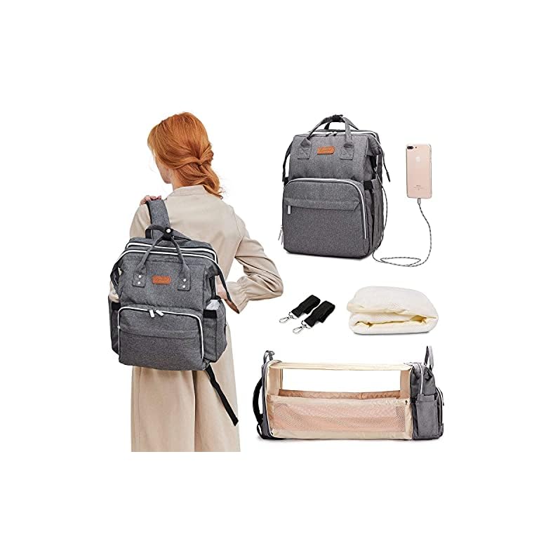 Diaper Bag Backpack, Travel Foldable Baby Bed, Portable Sleeping Mummy Bag, Multifunction Large Capacity Baby Bassinet…