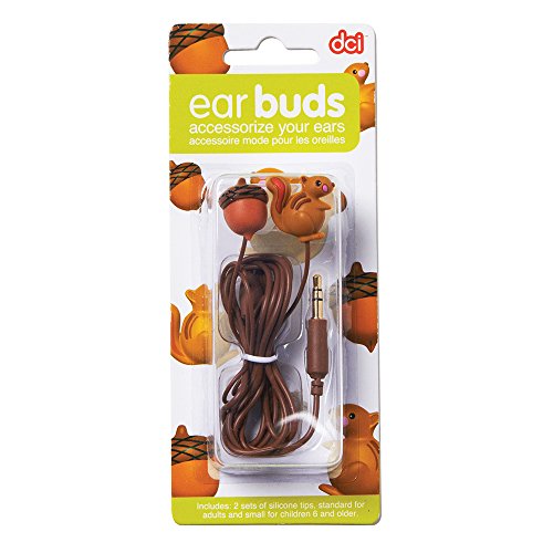 DCI Earbuds, Squirrel and Nut Headphone Earbuds - Brown