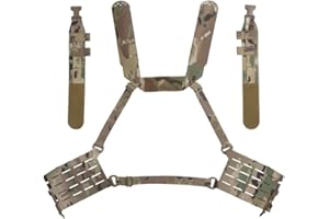 GYDEHUTJ Multi-Mission Laser-Cut Shoulder Strap H-Harness Chest rig Kit with Side PALS Panels for Mag Placard