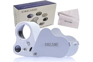 DREAME 30X 60X LED Light Illuminated Jewelers Loupe Magnifier, Foldable Jewelry Magnifier for Gems Jewelry Rocks Stamps Coins