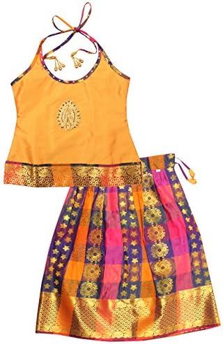 Preethi Dresses Girls' Silk A-Line Lehenga Choli