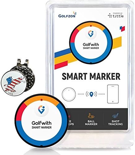 Golfwith Smart GPS Golf Ball Marker, Black, Comes with Hat Clip and Custom Ball Marker Set
