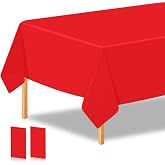 CXSAZRY 2Pcs Red Plastic Table Cloth, 54 x 108 Inch Rectangle Disposable Tablecloth for Birthday, Wedding, Picnic, Holiday Party