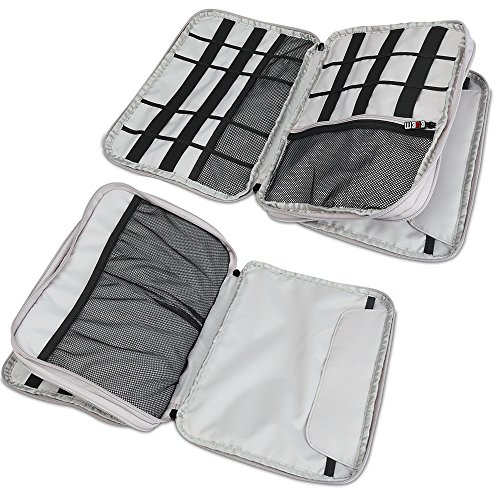 Travel Cable Organizer Bag,BUBM Space Saving Electronics Accessories Storage Bag for iPad, USB,Flash Drive,Phone,Charger,Power Bank, Travel Gear Bag Sleeve(Large,Pink) - Thumbnail 2