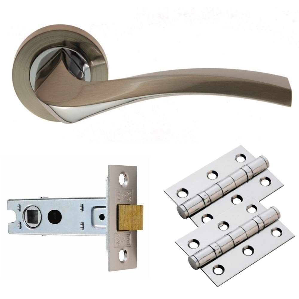 Carlisle Brass GK008SNCP/INTB Handles, Hinges & Latch Pack, Satin Nickel/Polished Chrome