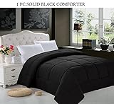 Elegance Linen All Season Goose Down Alternative Double-Fill Comforter (Duvet Insert), King, Black