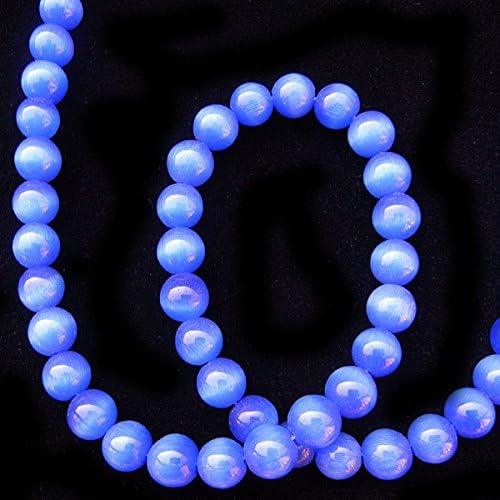TheTasteJewelry 8mm Round Dark Blue Cat Eye Beads 15 inches 38cm Jewelry Making Necklace Healing
