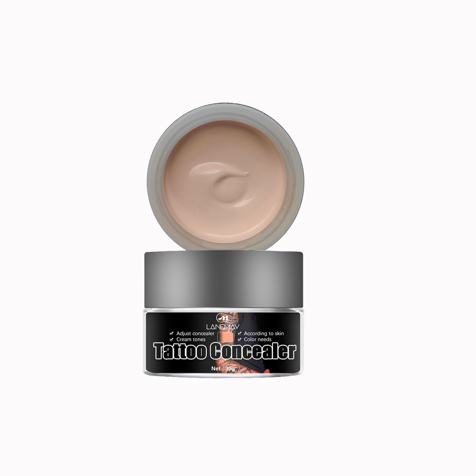 Photo 1 of Tattoo Cover Up, Invisible Waterproof Concealer,Long Lasting Professional Skin Makeup Concealer Kit for Body Leg Tattoo, 30g (light)
