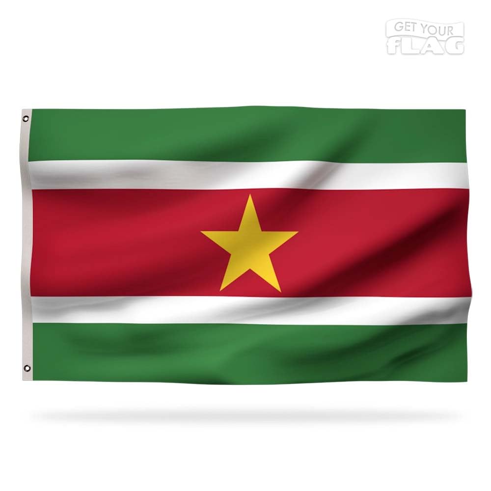 Suriname Premium Flag 150x90cm - Very Resistant and Excellent Quality Surinamese Flag with 2 metal eyelets - Wear your colors proudly!