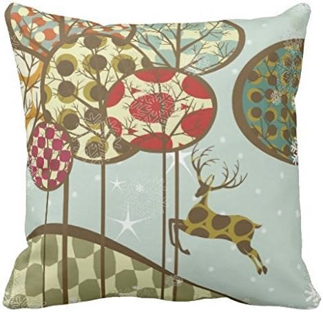 ABartonArtsale Dancing Deer Winter Celebration 18x18 Inch Cotton Linen Decorative Throw Pillow Cover Cushion for sofa bed Z300