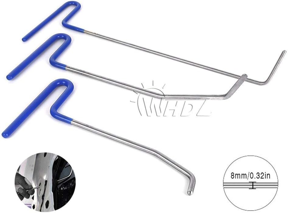 WHDZ 3Pcs Auto Body Paintless Dent Repair Tool for Hail Damage Door Dings Removal PDR Rods Tips Kit Set
