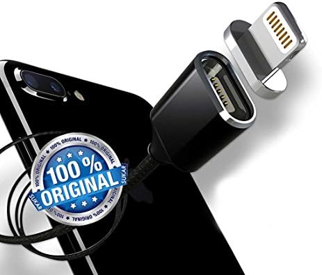 SUKAR 3rd Generation Magnetic USB Charger Cable Adapter for iPhone 5, 5c, 5s, SE, 6, 6 Plus, 6s, 6s Plus, 7, 7 Plus, iPad Pro, iPad Mini, iPad Air 1M 3.3 Feet (Black)
