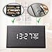 Wooden Clock, LED Digital Smart Alarm Clock With 3 Levels Adjustable Brightness & 3 Groups of Alarm Time, Triangle USB/4AAA Battery Powered Sound-Controlled, Displays Time Date Temperature and Humidit