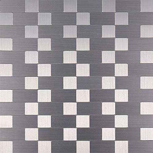 Backsplash Tile for Kitchen/Bathroom, Peel and Stick Metal Mosaic Wall Tile, 3D Removable Waterproof Wallpaper Decor, 12" x 12"