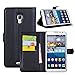 Huawei Ascend Mate 2 Case - Demomm(tm) Flip Pu Leather Wallet Case Holder Cover with Stand Slot / Card for Huawei Ascend Mate 2 Ii (Mate2-Black)