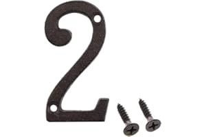 Betorcy 3 Inch Address Number, House Numbers for Outside, Cast Iron Metal Number Garden Door Mailbox Decor with Screws, Black Number 2