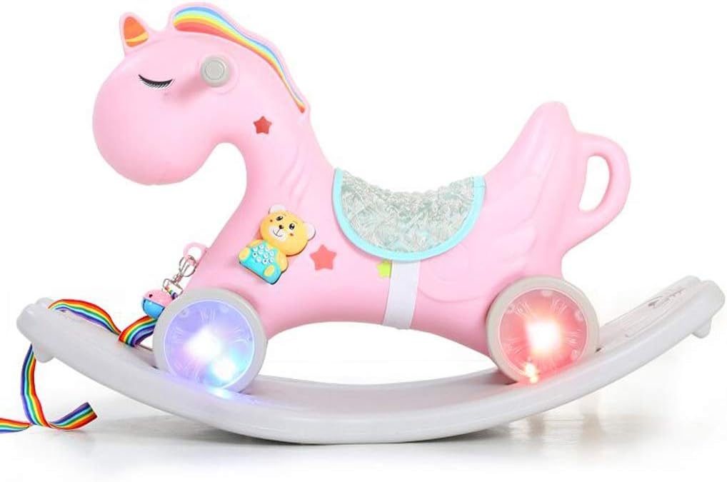 Rocking horse QIQIDEDIAN Children's small wooden horse plastic baby toy large dual-use 1-8 years old car baby