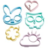 VonShef Silicone Egg Ring Mould Mold Set of 5 includes Rabbit, Owl, Sun, Flower & Heart Designs - Also Works Great for Pancakes!
