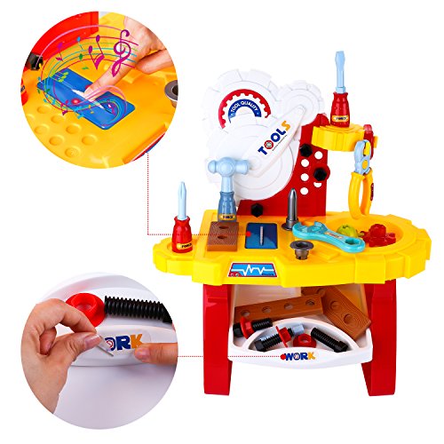 STEM Toddler Toy Drill and Learn Tool Set, Toy Choiâ€™s 33 Pieces DIY Construction Toolbox Workbench