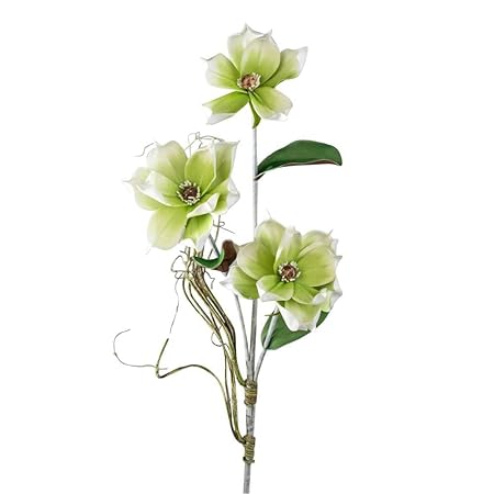 formano künstlicher Deko Magnolienzweig mit 3 Blüten L. 110cm grün Foam Flower