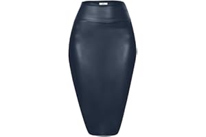 SIMLU Faux Leather Skirts for Women High Waisted Leather Bodycon Pencil Skirt