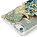 Mavis's Diary iPhone SE Case, iPhone 5S Case, iPhone 5 Case 3D Handmade Bling Crystal Luxury Blue Peacock with Fashion Feather Shiny Sparkly Cover & Colorful Dust Plug & Pen & Screen Protector