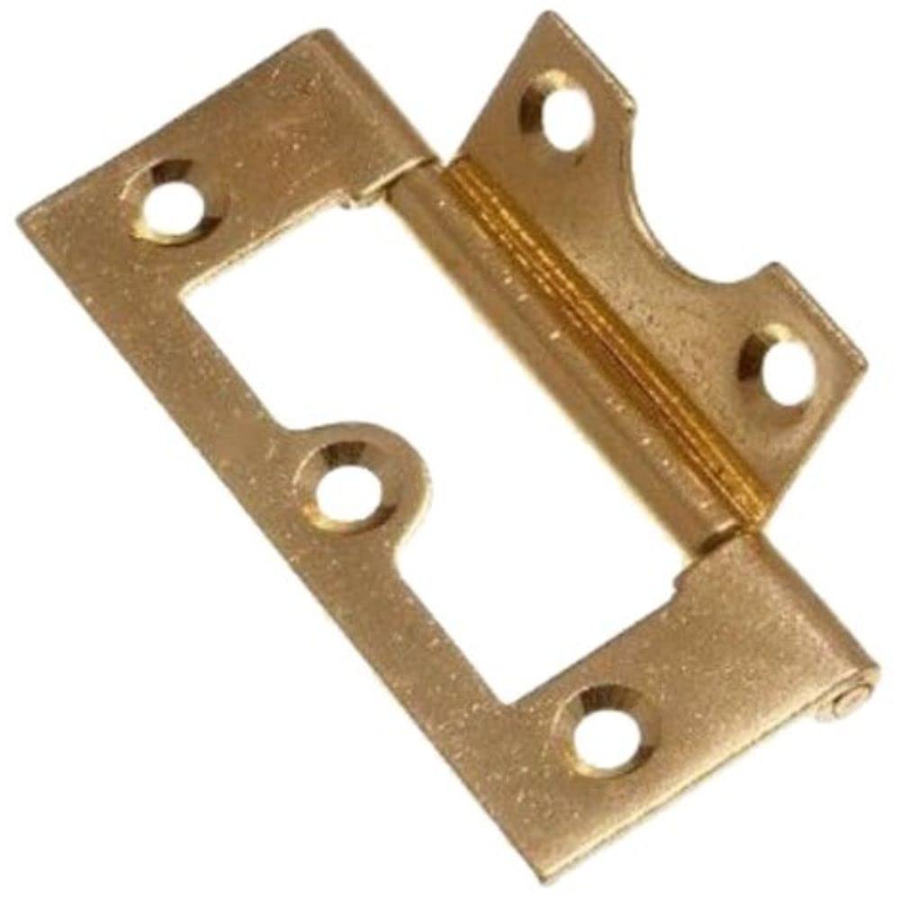 Merriway® BH01742 (2 Pcs) EB Bi-Fold Non-Mortise Flush Hinge, 75mm (3 inch) Brass Plated - Pack of 2 Pieces