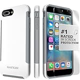 iPhone 7 Plus Case, (White Gray) Dual-Layer Inspire SaharaCase Protective Kit Bundle with [ZeroDamage Tempered Glass Screen Protector] Slim Fit [ Shockproof Bumper] Rugged Protection