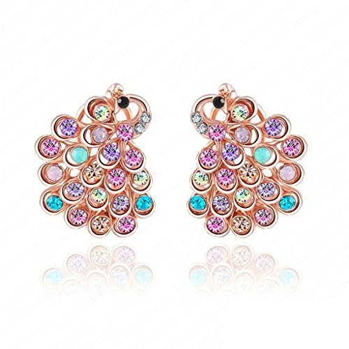 18K Gold Plated Womens Girls Earrings Peacock Animal Shaped Gold - Aooaz Jewelry