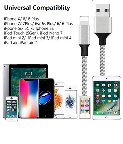 image for Kraiovim MFi Certified iPhone Charger Cable 6 Pack [3/3/3/6/6/10FT] Ex