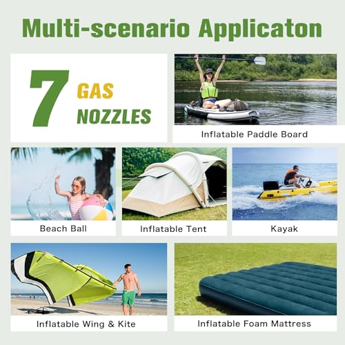 anoutway Paddle Board Pump Electric, 20PSI High Pressure Smart Sup Pump, Rechargeable Battery-Powered, Intelligent Dual Stage Inflation & Deflation, Electric Pump for Paddle Board, Surfing Kite, Tent