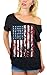 Awkwardstyles American Flag Distressed Off Shoulder Tops T-Shirt + Bookmark L Black